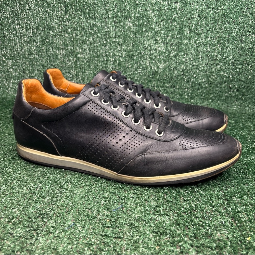 Magnanni Pueblo 14804 Men Size 9 Black Leather Casual Sneakers Shoes Lace Up